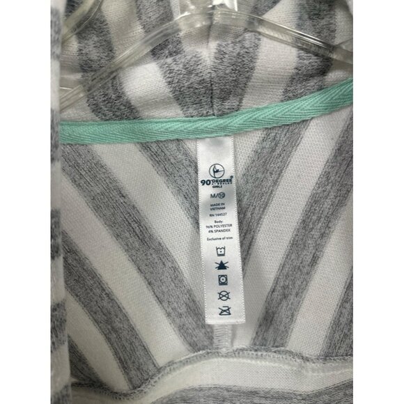 GIRLS Youth 90 Degree Girl Sz M 10 Gray Striped Open Sweatshirt Cardigan Top - Picture 4 of 9